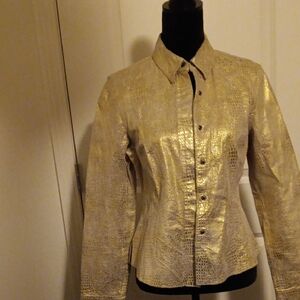 Co &Eddy Gold Suede Cro Texturerd  Button-Up Shirt Jacket